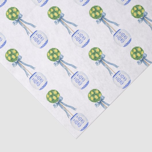 Waterverf Chinoiserie Lemon Tree Topiary Tissuepapier (Detail)