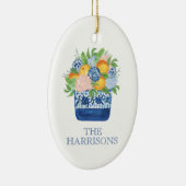 Waterverf Chinoiserie Mandarijnen en hortensia's Keramisch Ornament (Rechts)