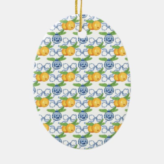 Waterverf Chinoiserie Mandarijnen en hortensia's Keramisch Ornament (Achterkant)