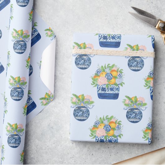 Waterverf Chinoiserie Mandarins & Hydrangeas Cadeaupapier