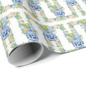 Waterverf Chinoiserie Mandarins & Hydrangeas Cadeaupapier (Rol Hoek)