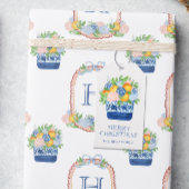Waterverf Chinoiserie Mandarins Kerst Cadeaulabel
