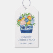 Waterverf Chinoiserie Mandarins Kerst Cadeaulabel (Voorkant)
