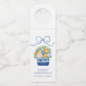 Waterverf Chinoiserie Mandarins Kerst Flessenhanger (Voorkant)