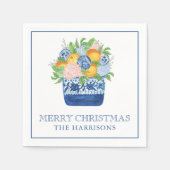 Waterverf Chinoiserie Mandarins Kerst Servet (Voorkant)