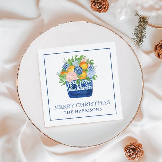 Waterverf Chinoiserie Mandarins Kerst Servet