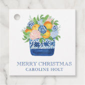 Waterverf Chinoiserie Mandarins Kerstcadeau Bedankjes Labels (Voorkant)