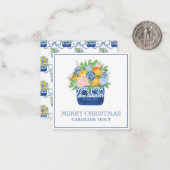 Waterverf Chinoiserie Mandarins Kerstcadeau Notitiekaartje (Voorkant / Achterkant in situ)