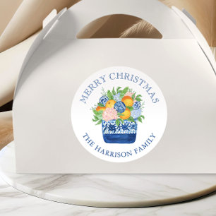 Waterverf Chinoiserie Mandarins Kerstcadeau Ronde Sticker