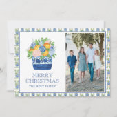 Waterverf Chinoiserie Mandarins Kerstfoto Feestdagenkaart (Voorkant)