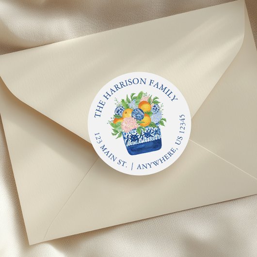 Waterverf Chinoiserie Mandarins Kersttoespraak Ronde Sticker