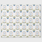 Waterverf Chinoiserie Mandarins Monogram Crest Cadeaupapier (Vlak)