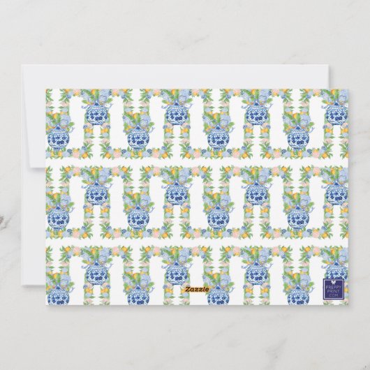 Waterverf Chinoiserie Mandarins Monogram Crest Feestdagenkaart (Achterkant)