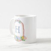 Waterverf Chinoiserie Mandarins Monogram Crest Koffiemok (Voorkant links)