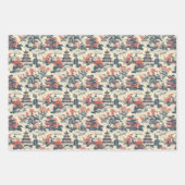 Waterverf chinoiserie marineblauw kasteel inpakpapier vel (Voorkant)