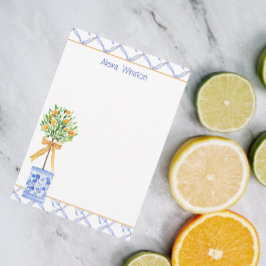 Waterverf Chinoiserie Oranje boom bovenaan Bedankkaart