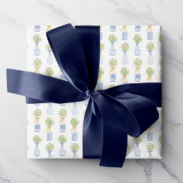 Waterverf Chinoiserie Oranje boom bovenaan Cadeaupapier