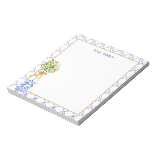 Waterverf Chinoiserie Oranje boom bovenaan Notitieblok (Linkerzijde)