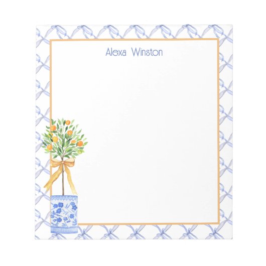 Waterverf Chinoiserie Oranje boom bovenaan Notitieblok (Voorkant)