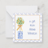 Waterverf Chinoiserie Oranje boom bovenaan Notitiekaartje (Voorkant)