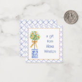 Waterverf Chinoiserie Oranje boom bovenaan Notitiekaartje (Voorkant / Achterkant in situ)