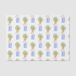 Waterverf Chinoiserie Oranje boom bovenaan Tissuepapier