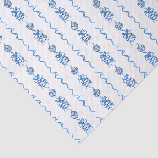 Waterverf Chinoiserie Ornament Bow Kerstmis Tissuepapier (Detail)