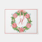 Waterverf Chinoiserie Ornament Krans Monogram Deurmat (Voorkant)