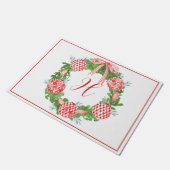 Waterverf Chinoiserie Ornament Krans Monogram Deurmat (Schuin)