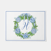 Waterverf Chinoiserie Ornament Krans Monogram Deurmat (Voorkant)