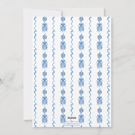 Waterverf Chinoiserie Ornamenten Garland Kerstmis Feestdagenkaart (Achterkant)