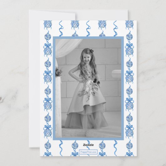 Waterverf Chinoiserie Ornamenten Garland Kerstmis Feestdagenkaart (Achterkant)