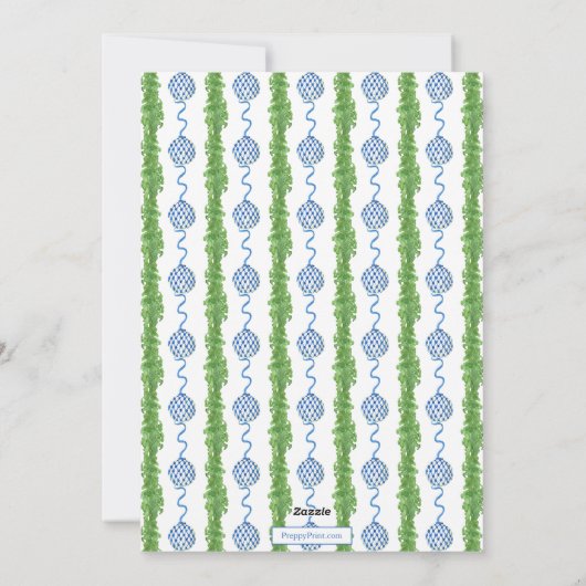 Waterverf Chinoiserie Ornamenten Garland Kerstmis Feestdagenkaart (Achterkant)