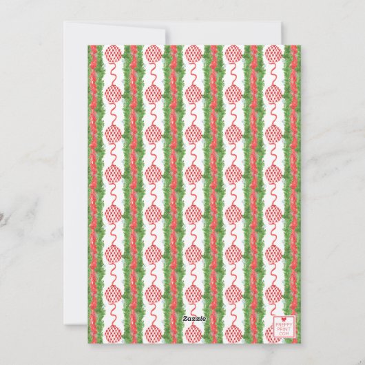 Waterverf Chinoiserie Ornamenten Garland Kerstmis Feestdagenkaart (Achterkant)