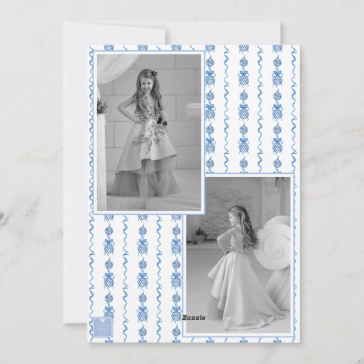 Waterverf Chinoiserie Ornamenten Garland Kerstmis Feestdagenkaart (Achterkant)