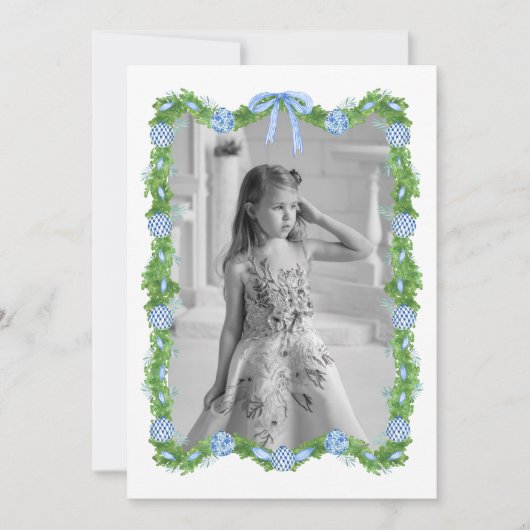 Waterverf Chinoiserie Ornamenten Garland Kerstmis Feestdagenkaart (Voorkant)