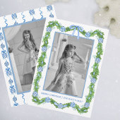 Waterverf Chinoiserie Ornamenten Garland Kerstmis Feestdagenkaart