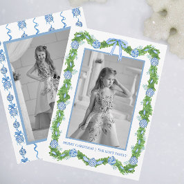 Waterverf Chinoiserie Ornamenten Garland Kerstmis Feestdagenkaart