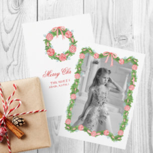 Waterverf Chinoiserie Ornamenten Garland Kerstmis Feestdagenkaart