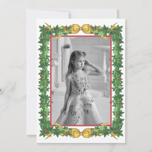 Waterverf Chinoiserie Ornamenten Garland Kerstmis Feestdagenkaart (Voorkant)