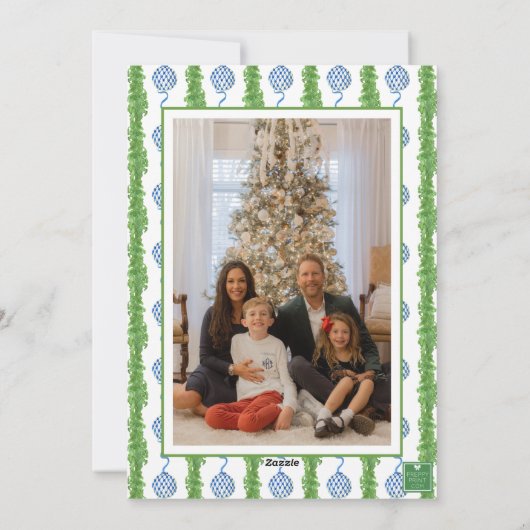 Waterverf Chinoiserie Ornamenten Garland Kerstmis Feestdagenkaart (Achterkant)