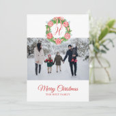 Waterverf Chinoiserie Ornamenten Wreater Kerstmis Feestdagenkaart (Staand voorkant)