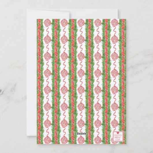 Waterverf Chinoiserie Ornamenten Wreater Kerstmis Feestdagenkaart (Achterkant)