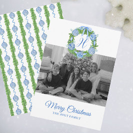 Waterverf Chinoiserie Ornamenten Wreater Kerstmis Feestdagenkaart