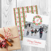 Waterverf Chinoiserie Ornamenten Wreater Kerstmis Feestdagenkaart