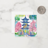 Waterverf Chinoiserie Pagoda Cheetah Ginger Jar Notitiekaartje (Voorkant / Achterkant in situ)
