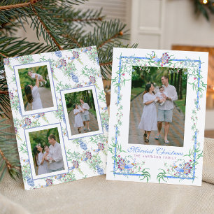 Waterverf Chinoiserie Pauwentuin Frame Foto Feestdagenkaart