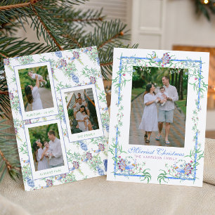 Waterverf Chinoiserie Pauwentuin Frame Foto Feestdagenkaart