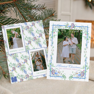 Waterverf Chinoiserie Pauwentuin Frame Foto Feestdagenkaart