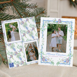 Waterverf Chinoiserie Pauwentuin Frame Foto Feestdagenkaart